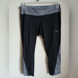 Nike Running Racer Capri Leggings Size Large Gray Black